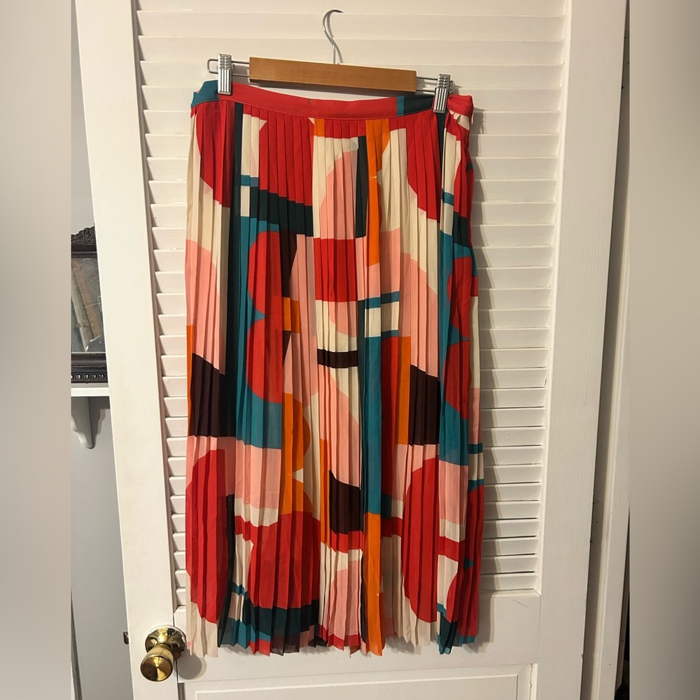 Colorful Geometric Pleated Skirt